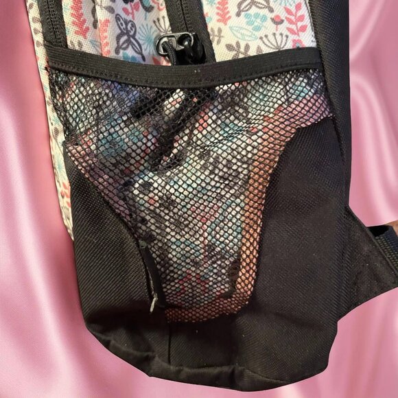 Floral Pattern Backpack With Multi-Compartment Design & Mesh Side Pockets - Picture 3 of 8
